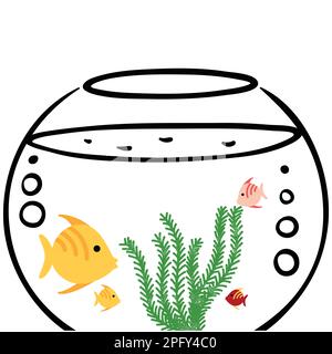 Farbenfrohes Aquarium. Einrichtung des Fischtanks. Schöne Fische im Aquarium. Aquarium-Einrichtung Stock Vektor
