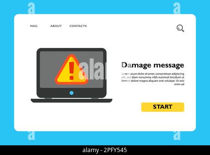 Vektorsymbol der Warnmeldung auf dem Computerbildschirm Stock Vektor