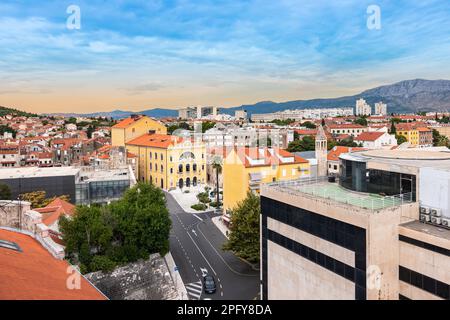 Das Stadtzentrum von Split, Kroatien, aus der Vogelperspektive. Stockfoto