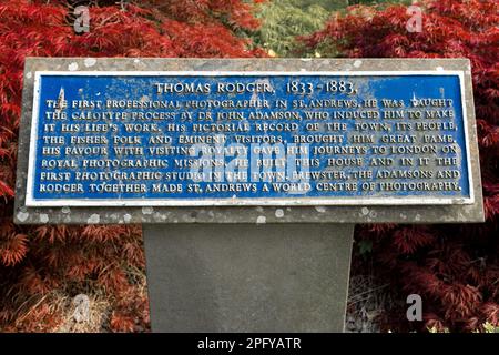 Thomas Rodger, 1833-1883. Denkmal für den Fotografen in St. Andrews - St. Andrews, Schottland, Großbritannien Stockfoto