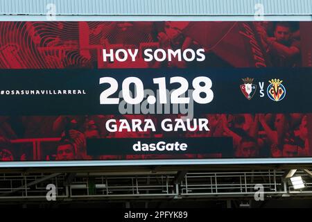 Pamplona, Spanien. 19. März 2023. Sport. Fußball. Fußballspiel von La Liga Santander zwischen CA Osasuna und Villarreal CF, gespielt im El Sadar Stadion in Pamplona (Spanien) am 19. März 2023. Kredit: Inigo Alzugaray/CordonPress Stockfoto