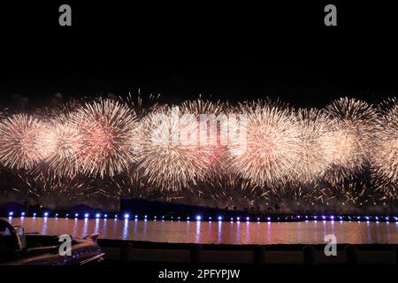 Jeddah, Saudi-Arabien. 19. März 2023. Ein Podium-Feuerwerk. 19.03.2023. Formel-1-Weltmeisterschaft, Rd 2, Saudi-Arabischer Grand Prix, Dschidda, Saudi-Arabien, Renntag. Das Foto sollte wie folgt lauten: XPB/Press Association Images. Kredit: XPB Images Ltd/Alamy Live News Stockfoto