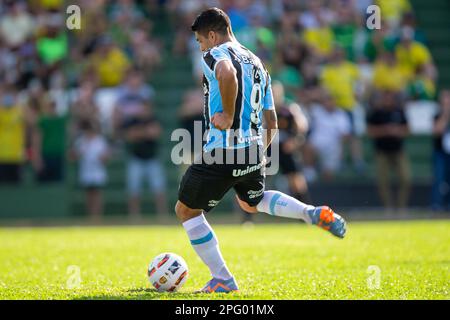 Erechim, Rio Grande Do Sul, Brasilien, 19. März 2023. Luis Suarez von Gremio, während des Spiels zwischen Ypiranga und Gremio, für die Gaucho-Meisterschaft 2023, im Colosso da Lagoa Stadion, in Erechim am 19. März. Foto: Richard Ducker/DiaEsportivo/DiaEsportivo/Alamy Live News Stockfoto