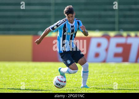 Erechim, Rio Grande Do Sul, Brasilien, 19. März 2023. Ferreirinha von Gremio, während des Spiels zwischen Ypiranga und Gremio, für die Gaucho-Meisterschaft 2023, im Colosso da Lagoa Stadion, in Erechim am 19. März. Foto: Richard Ducker/DiaEsportivo/DiaEsportivo/Alamy Live News Stockfoto