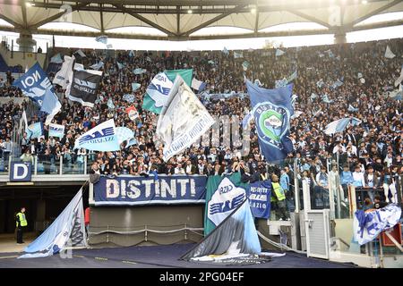 Rom, Latium. 19. März 2023. Latium Fans beim Fußballspiel Serie A Spiel Serie A Spiel Latium V Roma, Rom, Italien, 19. März 2023 Fotografo01 Kredit: Independent Photo Agency/Alamy Live News Stockfoto