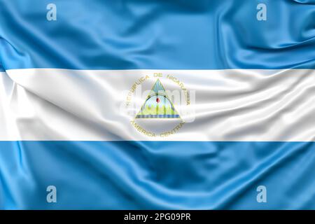 Rüschen-Flagge von Nicaragua. 3D-Rendering Stockfoto