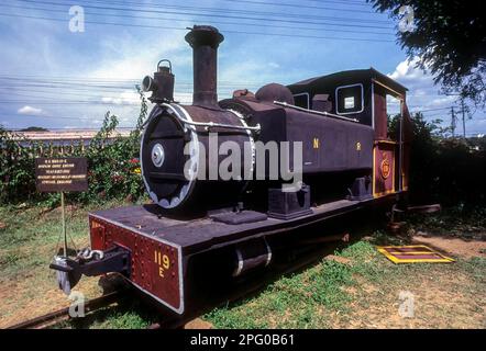 Einer der ersten Schmalspurmotoren von We. Sagnall Engineers, Stafford, England, 1900 verwendet vom Mysore State Railway Museum, Mysuru Stockfoto