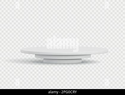 Sockel. Sockel mit isolierten Stufen auf transparentem Hintergrund. Podium für Werbung, Produktpräsentation. Modell mit realistischer Vektordarstellung Stock Vektor