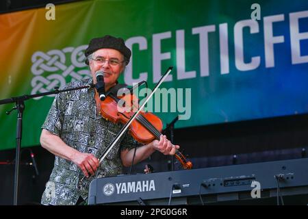 Fiddley Gary Comeau, Cannery Row, Band, CelticFest Vancouver, British Columbia, Kanada Stockfoto