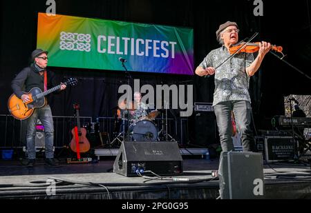 Fiddley Gary Comeau, Cannery Row, Band, CelticFest Vancouver, British Columbia, Kanada Stockfoto