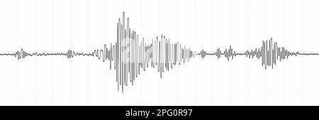Erdbeben-Seismographenwelle. Tektonische Aktivität, Erd- oder Erdbeben-Amplitudenmessdiagramm, Tsunami-Naturkatastrophen-Erkennungsvektor g Stock Vektor