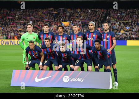 Barcelona, Esp. 19. März 2023. FC BARCELONA gegen REAL MADRID 19. März 2023 FC Barcelona Team vor dem Spiel zwischen FC Barcelona und Real Madrid entsprechend dem sechsundzwanzigsten Tag der Liga Santander im Spotify Camp Nou in Barcelona, Spanien. Kredit: Rosdemora/Alamy Live News Stockfoto