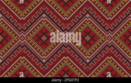 Aztekisches peruanisches mexikanisches Strickmuster, ethnisches Sweatshirt Ornament. Teppich aus Aztekenwolle mit geometrischem Hintergrund, Textilien mit afrikanischer Stickerei oder peruanischer Hintergrund Stock Vektor