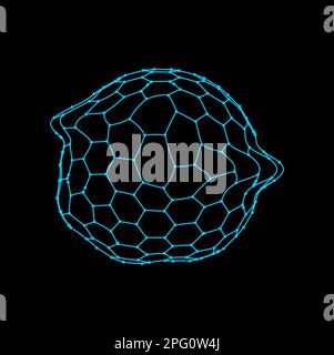 3D-Form, futuristische Wissenschaftsvisualisierungs-Kugel. Vektor abstrakte universelle geometrische Form, molekulare Struktur digitale Netzwerkverbindung Stock Vektor