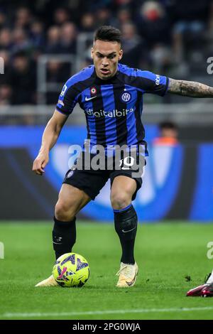 Mailand, Italien. 19. März 2023. 19/03/2023. Italienische SerieA Fußball-Meisterschaft. Inter VS Juventus 0-1. Lautaro Martinez, Inter. - Gebührenpflichtiges Bild, Foto und Copyright © Cristiano BARNI/ ATP images (BARNI Cristiano /ATP/SPP) Guthaben: SPP Sport Press Photo. Alamy Live News Stockfoto