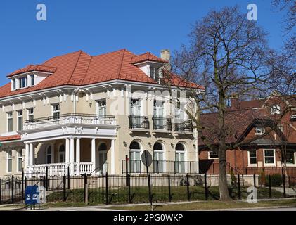 Chicago, Illinois, USA. Opulente Häuser in der Kenwood Nachbarschaft auf Chicagos South Side. Stockfoto