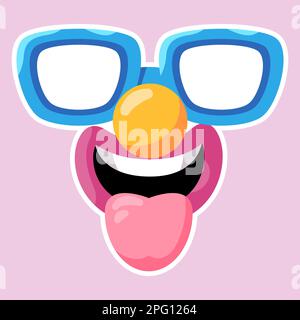 Clownmaske mit Brille Lächeln Symbol für Witz Illustration lustiger Charakter Stock Vektor