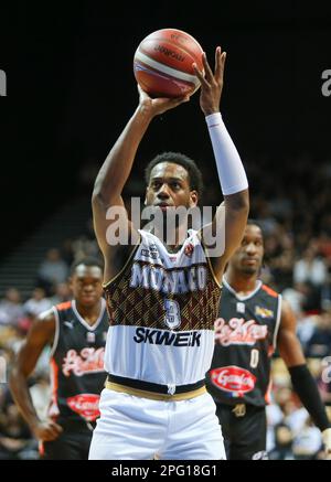 Trelaze, Frankreich. 19. März 2023. Jordan LOYD of AS MONACO während des French Cup, Top 8, Halbfinale Basketballspiel zwischen Le Mans Sarthe Basket und AS Monaco am 19. März 2023 in der Arena Loire in Trelaze, Frankreich. Foto: Laurent Lairys/ABACAPRESS.COM Kredit: Abaca Press/Alamy Live News Stockfoto