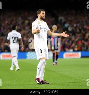 Sabadell, Barcelona, Spanien. 19. März 2023. Barcelona Spanien 19.03.2023 Nacho (Real Madrid) Gesten während der La Liga Santander zwischen dem FC Barcelona und Real Madrid im Camp Nou am 19. März 2023 in Barcelona. (Kreditbild: © Xavi Urgeles/ZUMA Press Wire) NUR REDAKTIONELLE VERWENDUNG! Nicht für den kommerziellen GEBRAUCH! Kredit: ZUMA Press, Inc./Alamy Live News Stockfoto