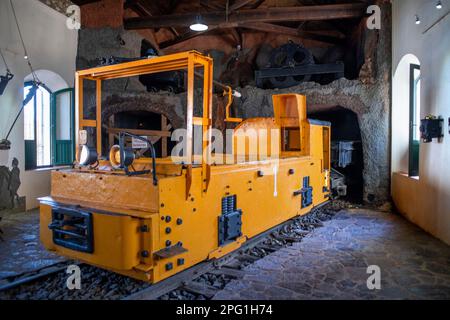 Casa 21 Minery Museum, Old Mining Train im Mining Museum, RioTinto Mining Park (Minas de Riotinto), Huelva, Andalusien, Spanien. Den Rest Stockfoto