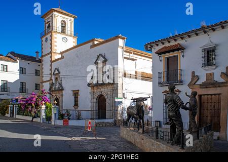 Stadtzentrum und weiße Häuser in Grazalema, Cadiz Sierra de Grazalema Andalusien Spanien. Grazalema ist ein Dorf im Nordosten von Stockfoto