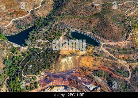 Minen in Rio Tinto. Die Hauptgrube für Kupferschwefel in Rio Tinto, Sierra de Aracena und Picos de Aroche Natural Park. Provinz Huelva. Südandalus Stockfoto