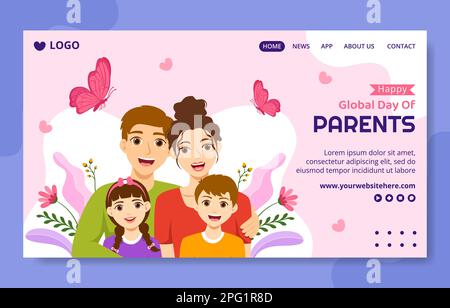 Global Day of Parents – Landing-Page Cartoon handgezeichnete Vorlage Hintergrunddarstellung für soziale Medien Stock Vektor