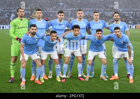 Rom, Latium. 19. März 2023. Lazios Startaufstellung beim Fußballspiel Serie A Spiel Serie A Spiel Lazio V Roma, Rom, Italien, 19. März 2023 AllShotLive/Sipa USA Guthaben: SIPA USA/Alamy Live News Stockfoto