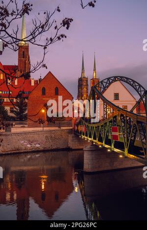 Brücke von Breslau Polen. Die Tumsky-Insel. Stockfoto