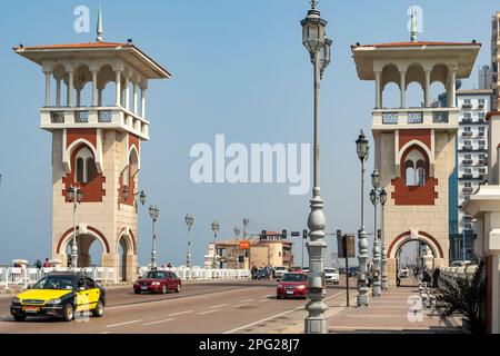 Stanley Bridge auf Corniche, Alexandria, Ägypten Stockfoto