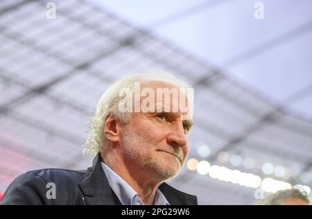 Rudi VOELLER (VOLLER) (GER, Manager, Managing Director National Team) Fußball 1. Bundesliga, 25. Spieltag, Bayer 04 Leverkusen (LEV) - FC Bayern München (M) 2: 1, am 19. März 2023 in Leverkusen/Deutschland. #DFL-Vorschriften verbieten die Verwendung von Fotografien als Bildsequenzen und/oder quasi-Video # Stockfoto