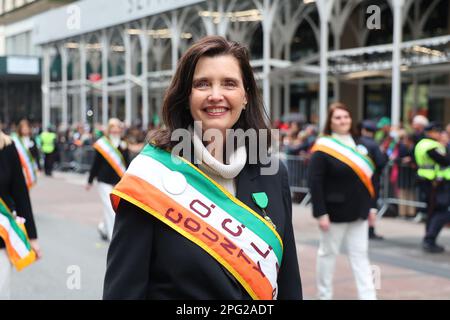 Mitglieder des antiken Ordens der Hibernianer aus Orange County, New York, während der St. Patrick's Day Parade, 17. März 2023, New York (Foto: Gordon Donovan) Stockfoto