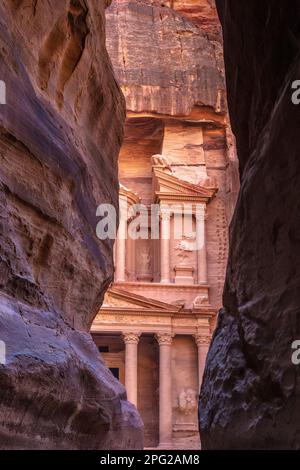 El Khasnov Tempel in petra jordanien Stockfoto