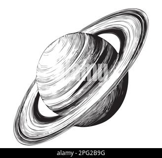 Saturn Planet handgezeichnete Skizze Space Illustration Stock Vektor