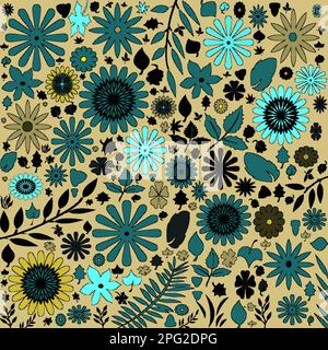 Abstraktes farbenfrohes Design mit digitaler Kunst mit Blumenmuster Stockfoto