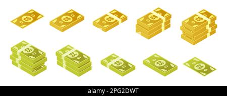 Isometrische Symbolgruppe Für Kanadische Dollar-Banknote Stock Vektor
