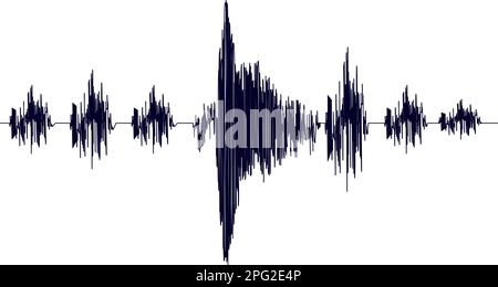 Schwarzes Seismogramm der seismischen Aktivität oder Lügendetektordatensatz. Erdbeben- oder Tonsignaldiagramm-Hintergrund. Bodenbewegung, Vulkanausbruch. Lügendetektor o Stock Vektor