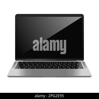 Isolierter Laptop mit schwarzem Bildschirmmodell. Vektordarstellung eines realistischen Laptopmodells mit Shudows Stock Vektor
