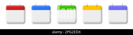 Symbolgruppe Kalenderdatum 3D. Vektordarstellung isoliert auf weißem Hintergrund Stock Vektor