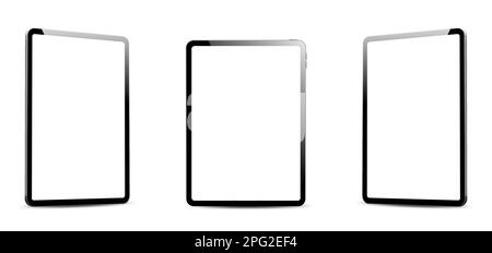 Realistisches Tablet-Mockup mit leerem Bildschirm. Tablettenvektor isoliert auf weißem Hintergrund Stock Vektor