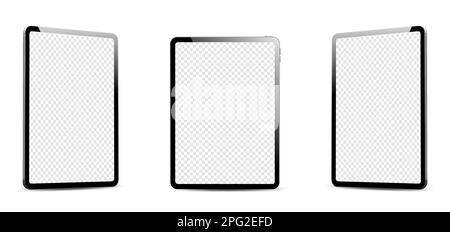 Realistisches Tablet-Mockup mit leerem Bildschirm. Tablettenvektor isoliert auf weißem Hintergrund Stock Vektor