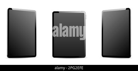Realistisches Tablet-Mockup mit leerem Bildschirm. Tablettenvektor isoliert auf weißem Hintergrund Stock Vektor
