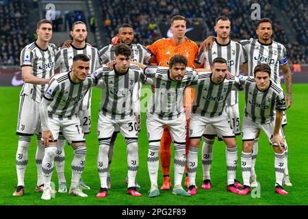 Mailand, Italien. 19. März 2023. Der Start-11 von Juventus für das Spiel der Serie A zwischen Inter und Juventus bei Giuseppe Meazza in Mailand. (Foto: Gonzales Photo/Alamy Live News Stockfoto