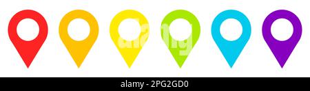 Wasserfarben-Illustrationssatz mit bunten Symbolen in verschiedenen Regenbogenfarben. Handgezeichnete Grafikfarbe auf weißem Hintergrund, isoliertes Element Stock Vektor