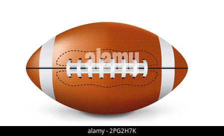 American Football-Ball isoliert auf weißem Hintergrund. Realistische Vektordarstellung. Rugbysport Stock Vektor