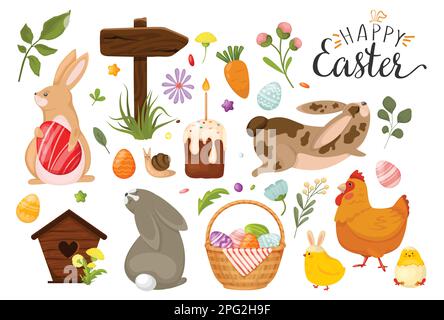 Set Osterelementeier, Stock Vektor