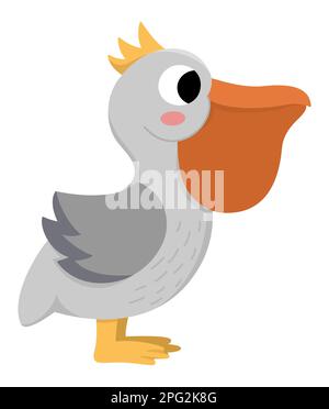 Vektorpelikan-Symbol. Unterwasser-Illustration mit niedlichem lustigem Meerestier. Unterwasser-Cartoon oder Seevogel-Clipart für Kinder, isoliert auf Weiß Stock Vektor