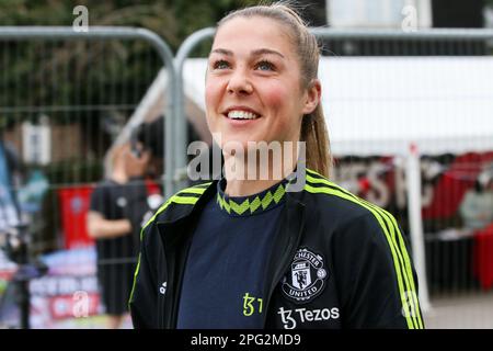 Lewes, Großbritannien. 19. März 2023. Manchester United Torhüterin Mary Earps (27) während des Quartalfinalspiels des Lewes FC Women gegen Manchester United Women FA Cup im Dripping Pan, Lewes, Sussex, Großbritannien am 19. März 2023 Gutschrift: Jede Sekunde Media/Alamy Live News Stockfoto