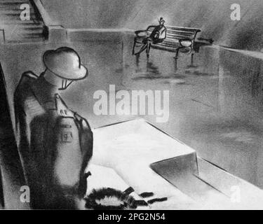 Konzeptkunst/Set-Design von Art Director L.P. WILLIAMS für den Film CELIA JOHNSON und TREVOR HOWARD in KURZGESPRÄCH mit 1945 Regisseur DAVID LEAN von NOEL FEIGLING A Noel Coward - Cineguild Production / Eagle-Lion Distributors Limited Stockfoto