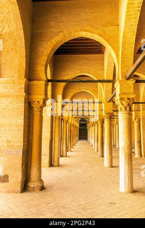 Die große Moschee von Kairouan. Eine verehrte religiöse Stätte in Tunesien. Nordafrika Stockfoto